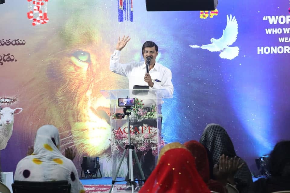Pastor preaching to the congregation